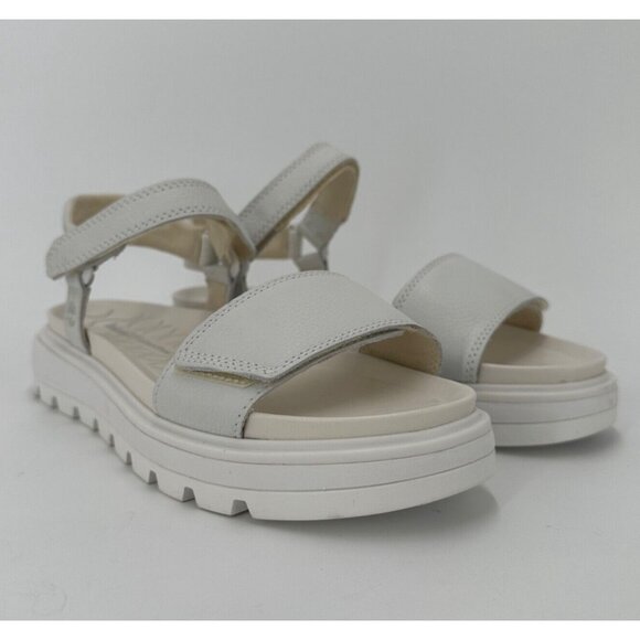Timberland Ray City Platform Sandals size 8.5 White Leather Ankle Strap - Picture 2 of 5